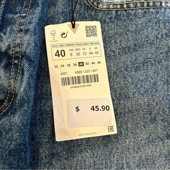 NWT Zara High Rise Ankle Length jeans button up fly size 8 - Picture 4 of 7